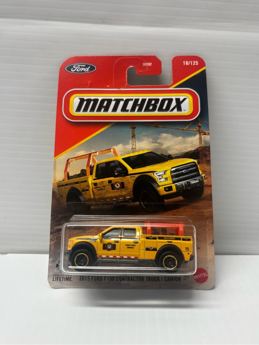 Matchbox 2015 Ford F-150 Contractor Truck Toy - Yellow #18/125 Diecast 1:64